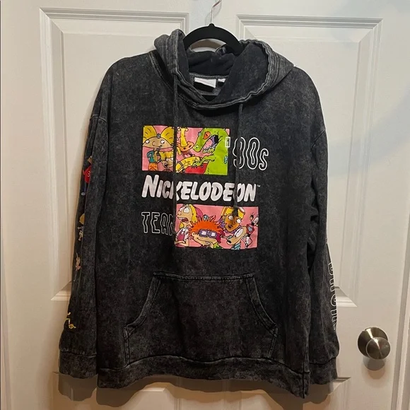 Nickelodeon 90s Cartoon Hoodie Acid Wash black/ gray | Medium - Picture 1 of 11